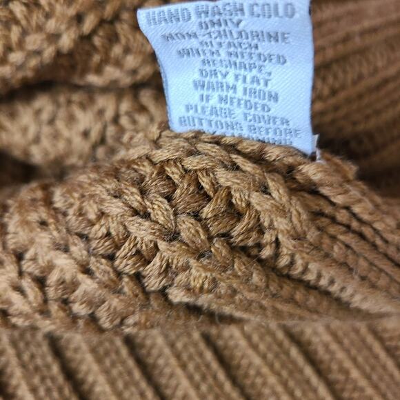 Soft Surroundings Sweater Women PS Brown Chunky Knit Wool Blend Double Buttons - Picture 11 of 12